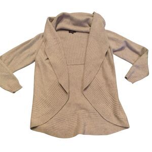 Rani Arabella Margot 100% Cashmere tan OPEN shawl CARDIGAN SWEATER sz L